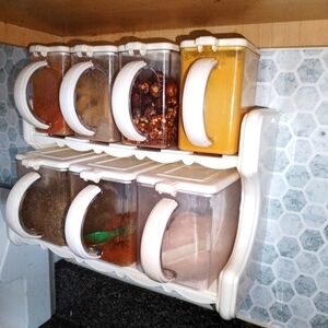 White Spice Rack Organizer with Containers